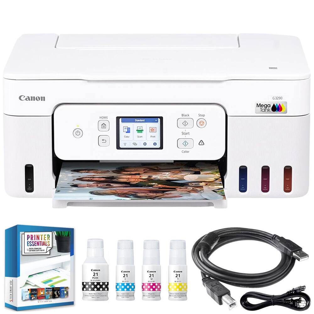 Canon HOME Standard Black Stop G 3290 Mega Tank Coev Scan Prodt d Start 1 Color PRINTER ESSENTIALS A - - - - - THCHSMANI UZA -. - CAmos 21 PLEE  Canon 21 E - - 21 M - 21