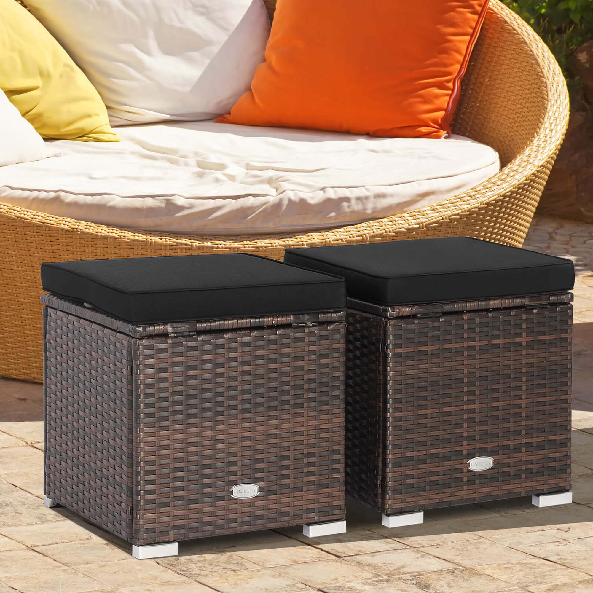 The text on the image is "Cushion for wicker chair."