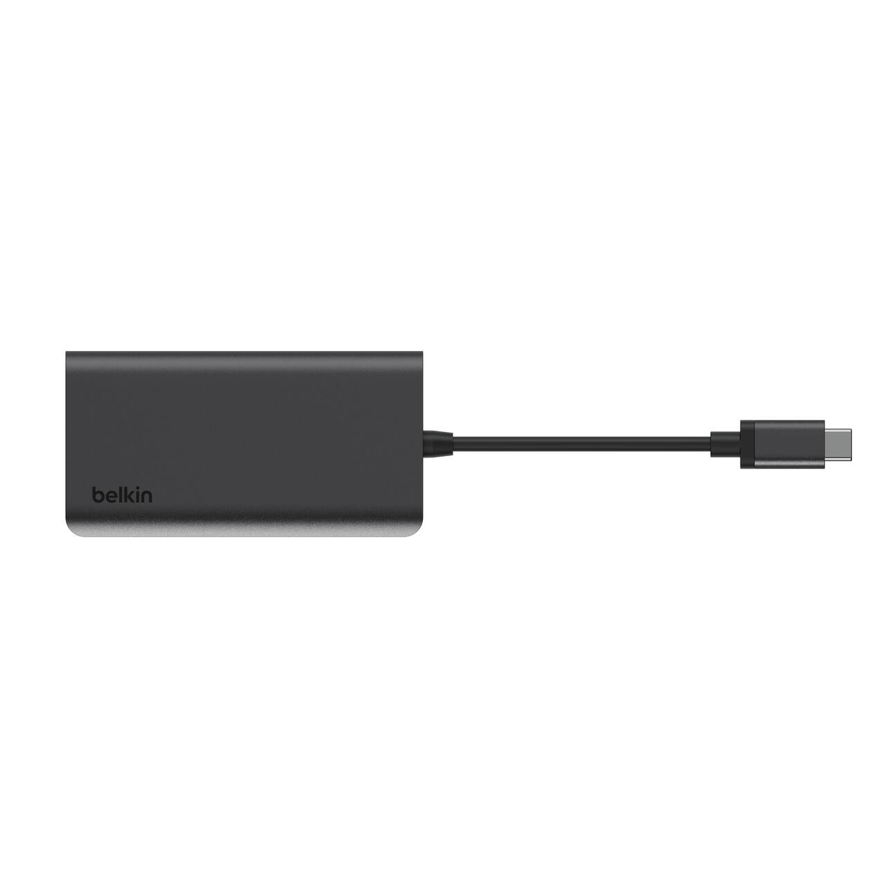 Angle. Belkin - USB-C Hub 4-in-1 Multi-Port Laptop Dock with 4K HDMI, Adapter with 100W Power Delivery - for Mac, PC, and More - Dark Gray.
