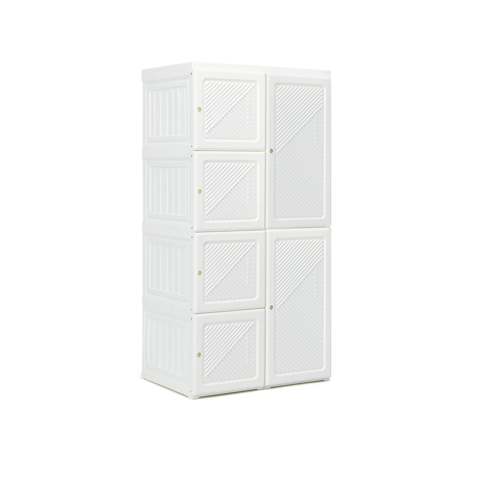 Left. SlickBlue - Foldable Armoire Wardrobe Closet with 8 Cubby Storage - White.