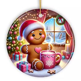 OrnamentallyYou - Cozy Gingerbread Man Pink Themed Ornament Delightful Christmas Gift and Decor Version 2 - Multi-colored