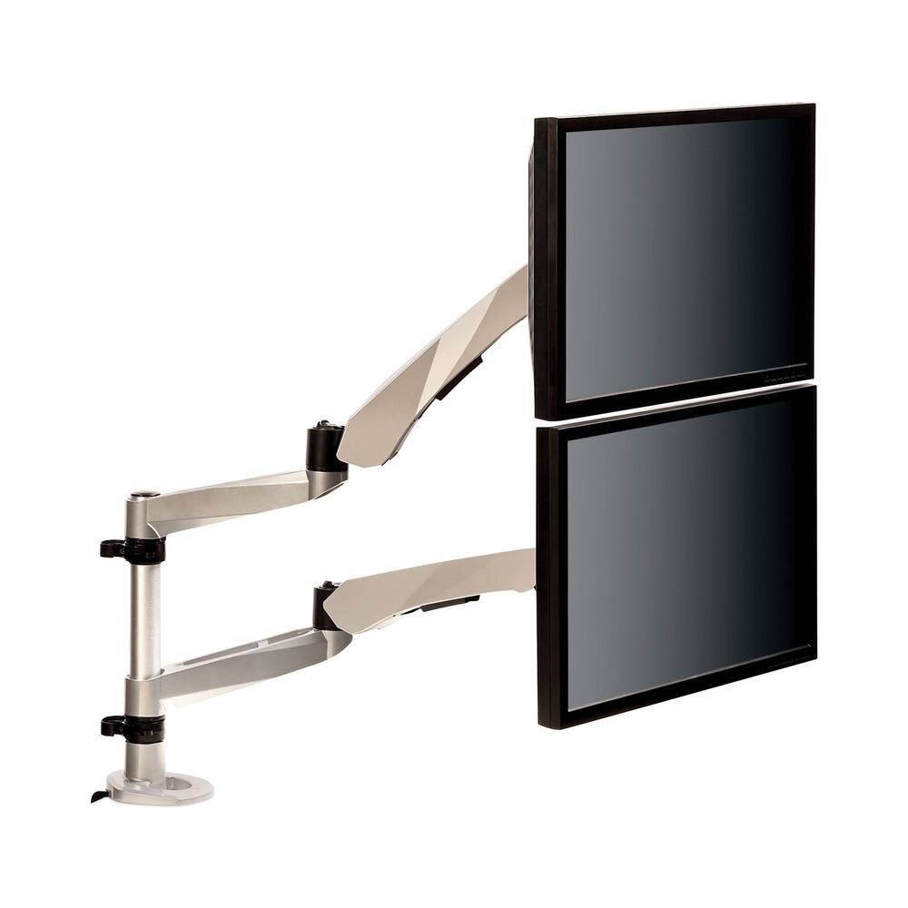 Left. 3M - MA265S Easy-Adjust Desk Dual Arm Mount for 27 in. Monitors - Silver.