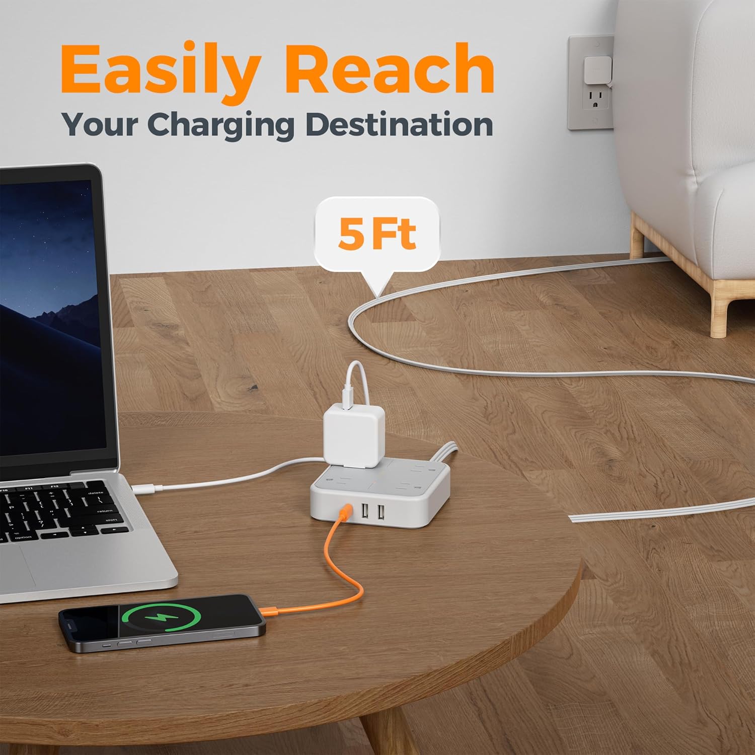 Easily Reach Your Charging Destination  
5 Ft