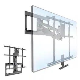 Mount-It! - Pull‑Down Fireplace TV Mount MI‑384L for 65"–85" TVs, Gas‑Spring Height Adjustment & Full Motion - Black