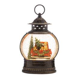 BreeBe - LED Snow Globe with Pickup Truck 11.5"H - Red, Bronze, Green