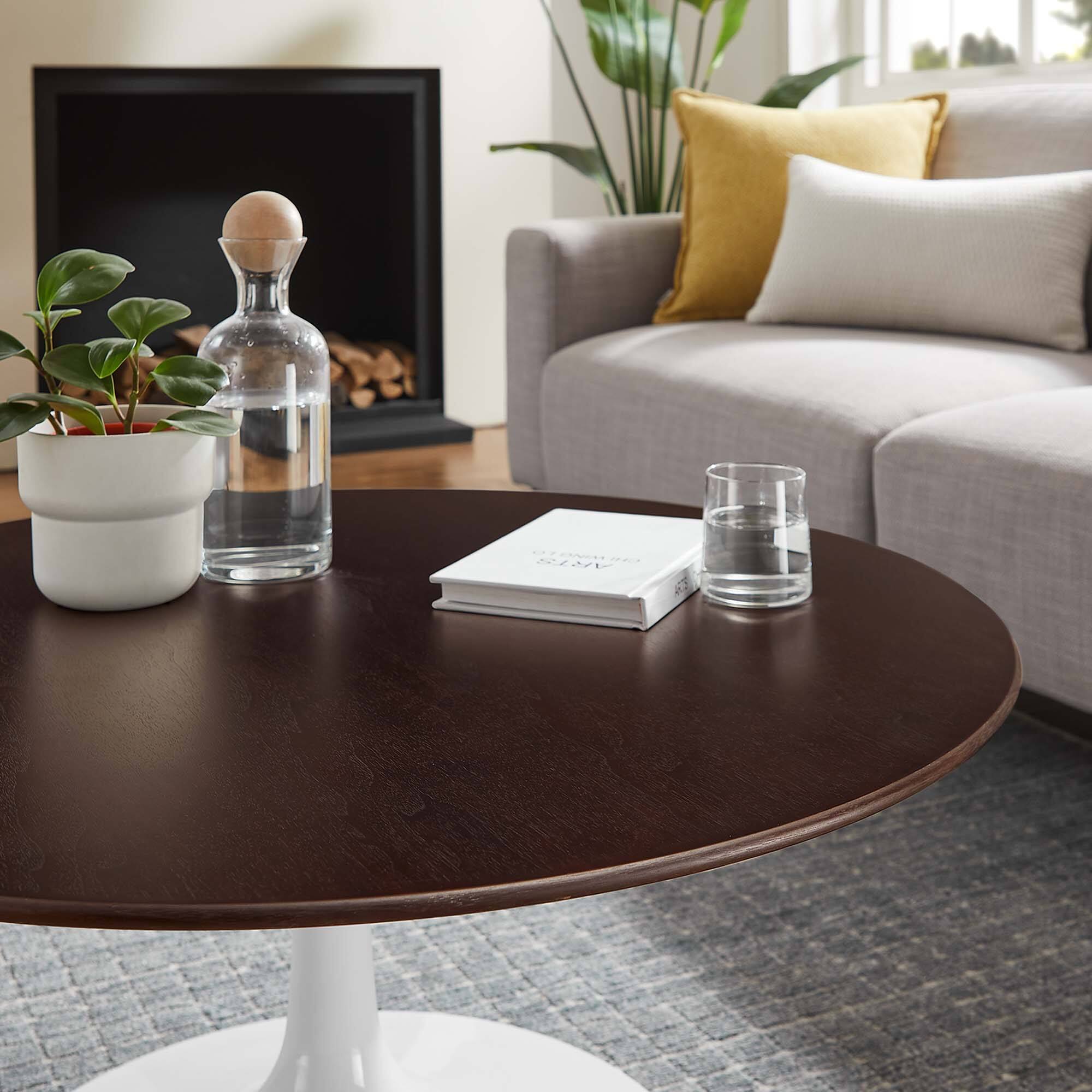 Alt View 1. Modway - Lippa Round Wood Coffee Table - White Cherry Walnut.