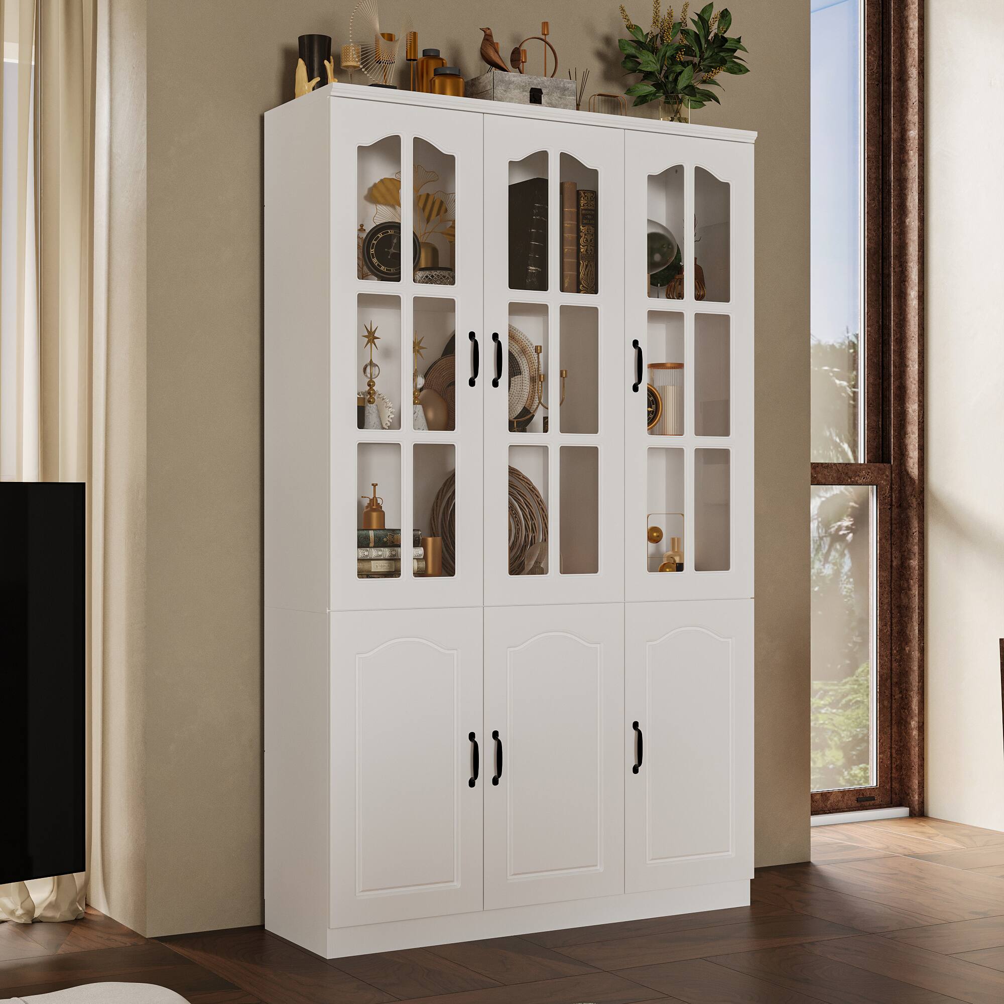 Alt View 8. Famapy - Famapy Glass - Door Kitchen Cabinet: Stylish Storage Credenzas for Organized Living - White.