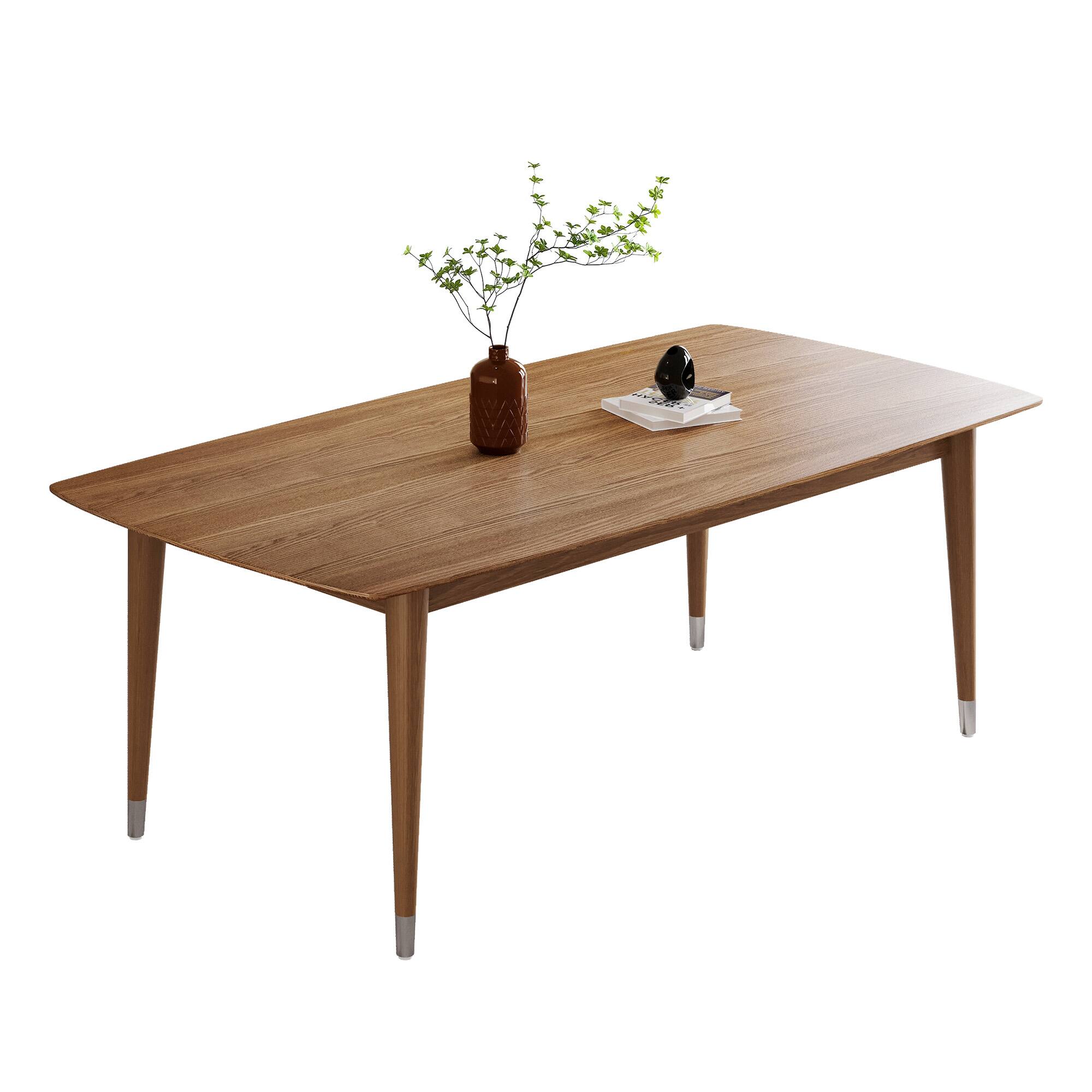 Alt View 1. luck idea - 62.9" Dining Table & Desk with Wood Grain Top and Solid Wood Legs - Walnut Color.