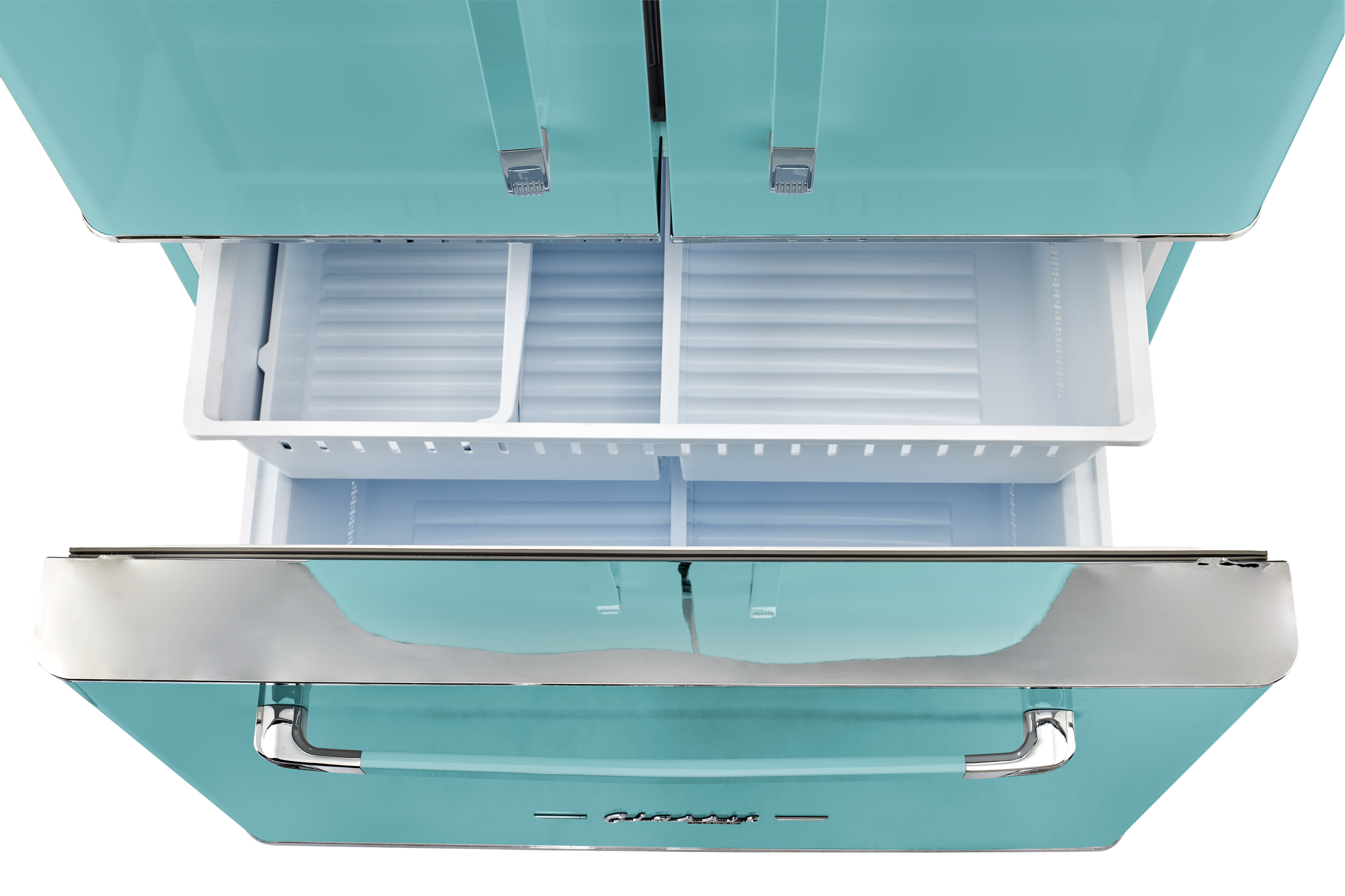 Alt View 23. Unique Appliances - Classic Retro 36-inch 21 cu.ft. Counter Depth French Door Refrigerator - Ocean Mist Turquoise.