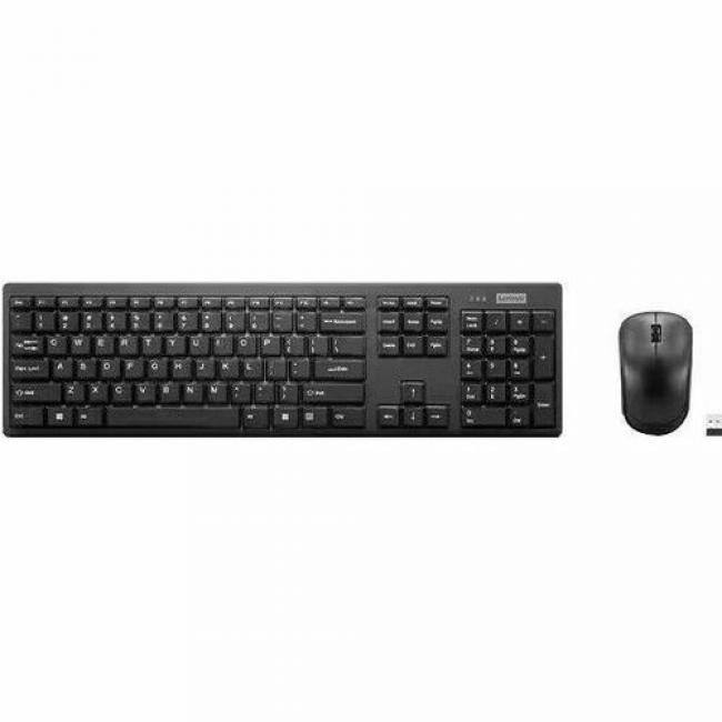 Lenovo - 100 USB-A Wireless Combo Keyboard and Mouse - USB Type A Wireless RF 2.40 GHz Keyboard - Black - USB Type A - Unknown