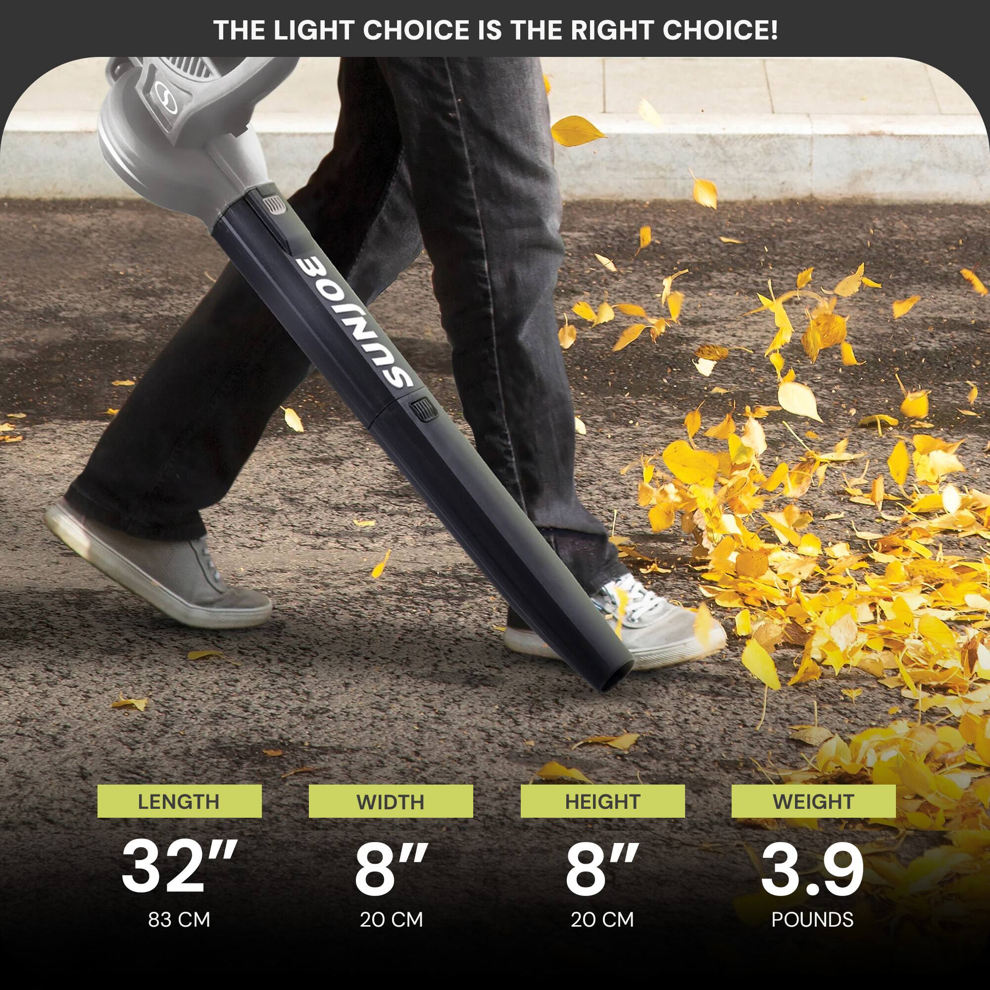 THE LIGHT CHOICE IS THE RIGHT CHOICE!

LENGTH: 32" (83 CM)
WIDTH: 8" (20 CM)
HEIGHT: 8" (20 CM)
WEIGHT: 3.9 POUNDS