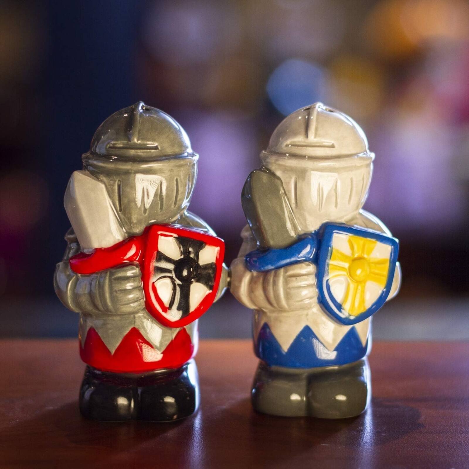 Alt View 2. Pacific Trading - White And Black Knights Ceramic Magnetic Salt and Pepper Shakers Set - Multicolor.