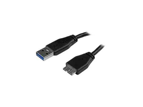 Front. StarTech.com - StarTech.com 15cm (6in) Short Slim SuperSpeed USB 3.0 A to Micro B Cable - M/M.