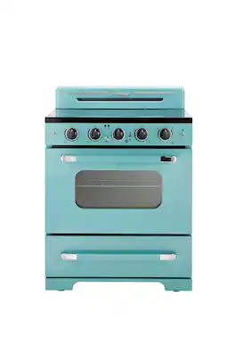 Unique Appliances - Classic Retro 3.9 Cu. Ft. Freestanding Electic Convection Range with Glass Top and Storage Drawer - Ocean Mist Turquoise