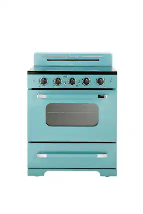 Front. Unique Appliances - Classic Retro 3.9 Cu. Ft. Freestanding Electic Convection Range with Glass Top and Storage Drawer - Ocean Mist Turquoise.