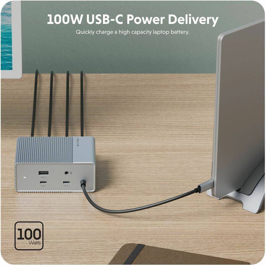 100W USB-C Power Delivery  
Quickly charge a high capacity laptop battery.  

100 Watts