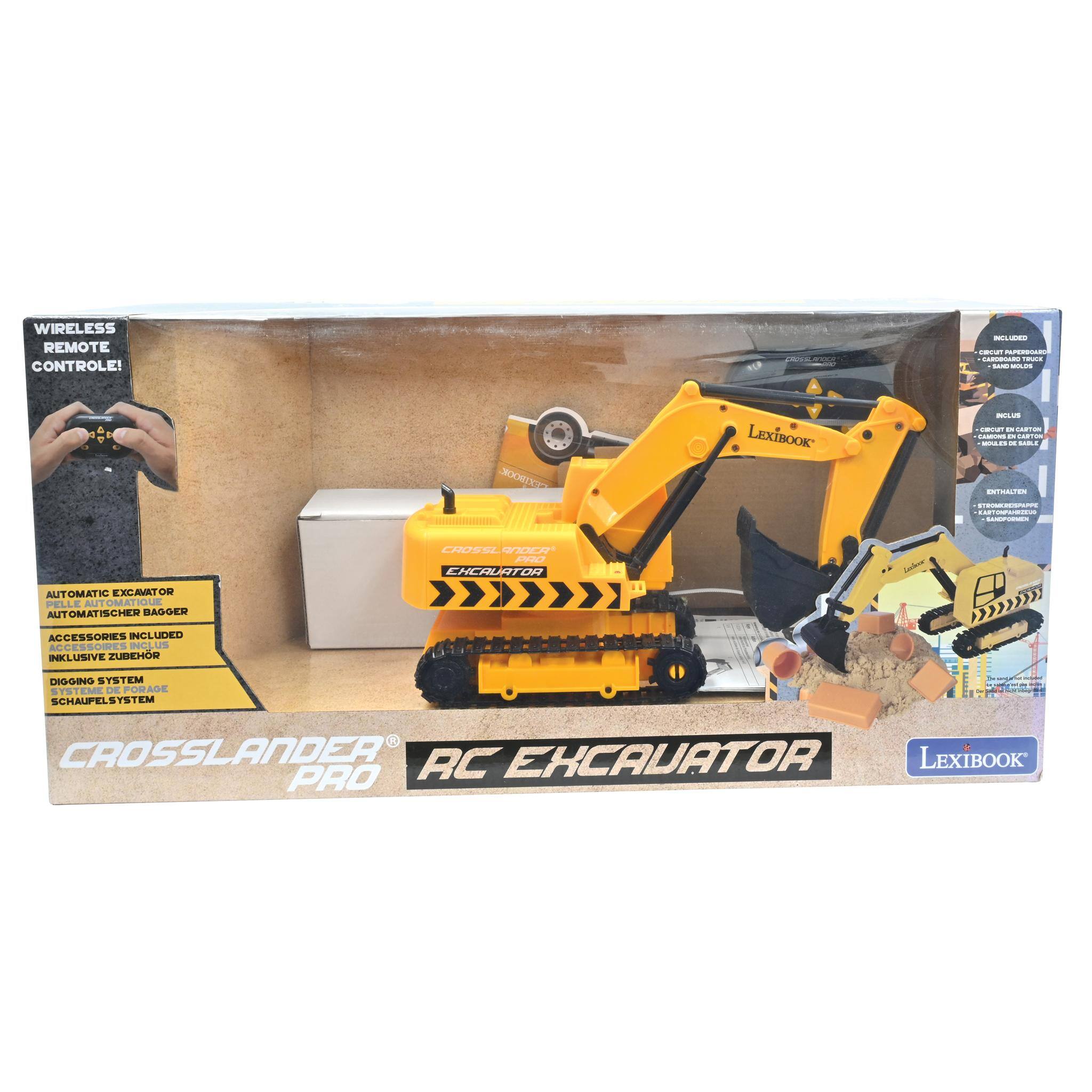 WIRELESS REMOTE CONTROLLED!

AUTOMATIC EXCAVATOR PELLE AUTOMATISCHER BAGGER ACCESSORIES INCLUDED ACCESSOIRES INCLUS INKLUSIVE ZUBEHR

DIGGING SYSTEM SYSTEME DE FORAGE SCHAUFELSYSTEM

CROSSLANDER PRO EXCAVATOR

LEXIBOOK