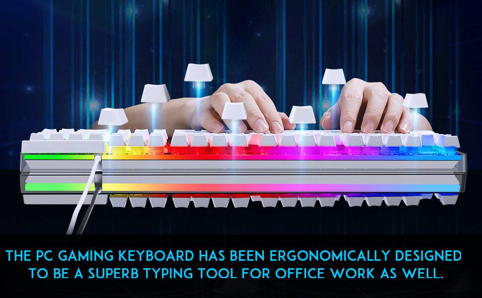 THE PC GAMING KEYBOARD HAS BEEN ERGONOMICALLY DESIGNED TO BE A SUPERB TYPING TOOL FOR OFFICE WORK AS WELL.