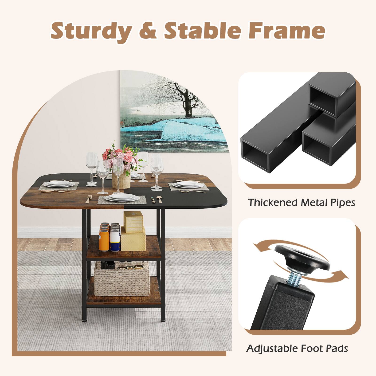 Sturdy & Stable Frame

Thickened Metal Pipes

Adjustable Foot Pads