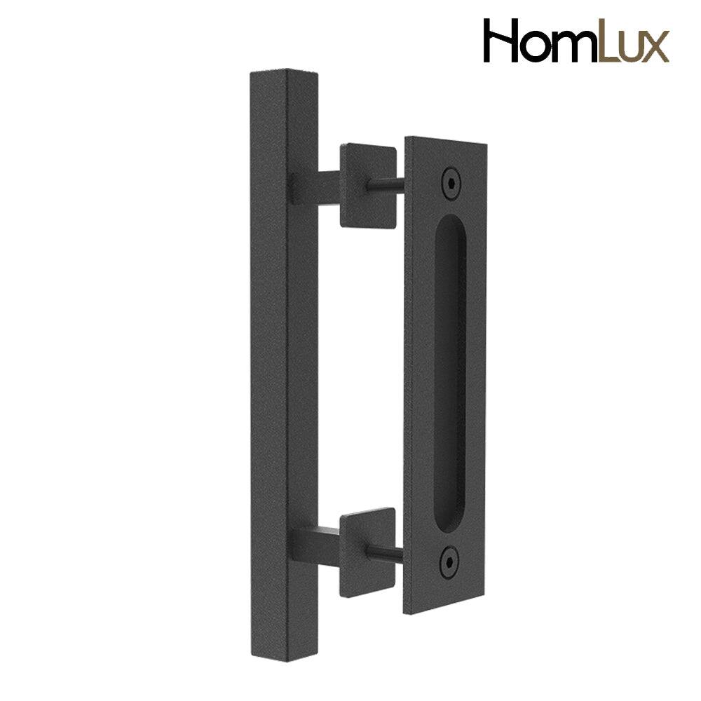 Alt View 4. Boyel Living - 12 in. Black Square Pull and Flush Sliding Barn Door Handle Set - Black.