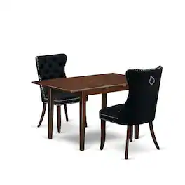 East West Furniture - 3 Piece Kitchen Set Consists of a Rectangle Dining Table with Butterfly Leaf - Red