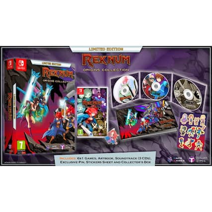 i SMITCH LIMITED EDITION REKNUM ORIGINS COLLECTION REKNUM ORIGINS COLLECTION LIMITED EDITION INCLUDES: 6x1 GAMES, ARTBOOK, SOUNDTRACK (3 CDs). EXCLUSIVE PIN, STICKERS SHEET AND COLLECTOR'S BOX - E10+ (Everyone 10+)