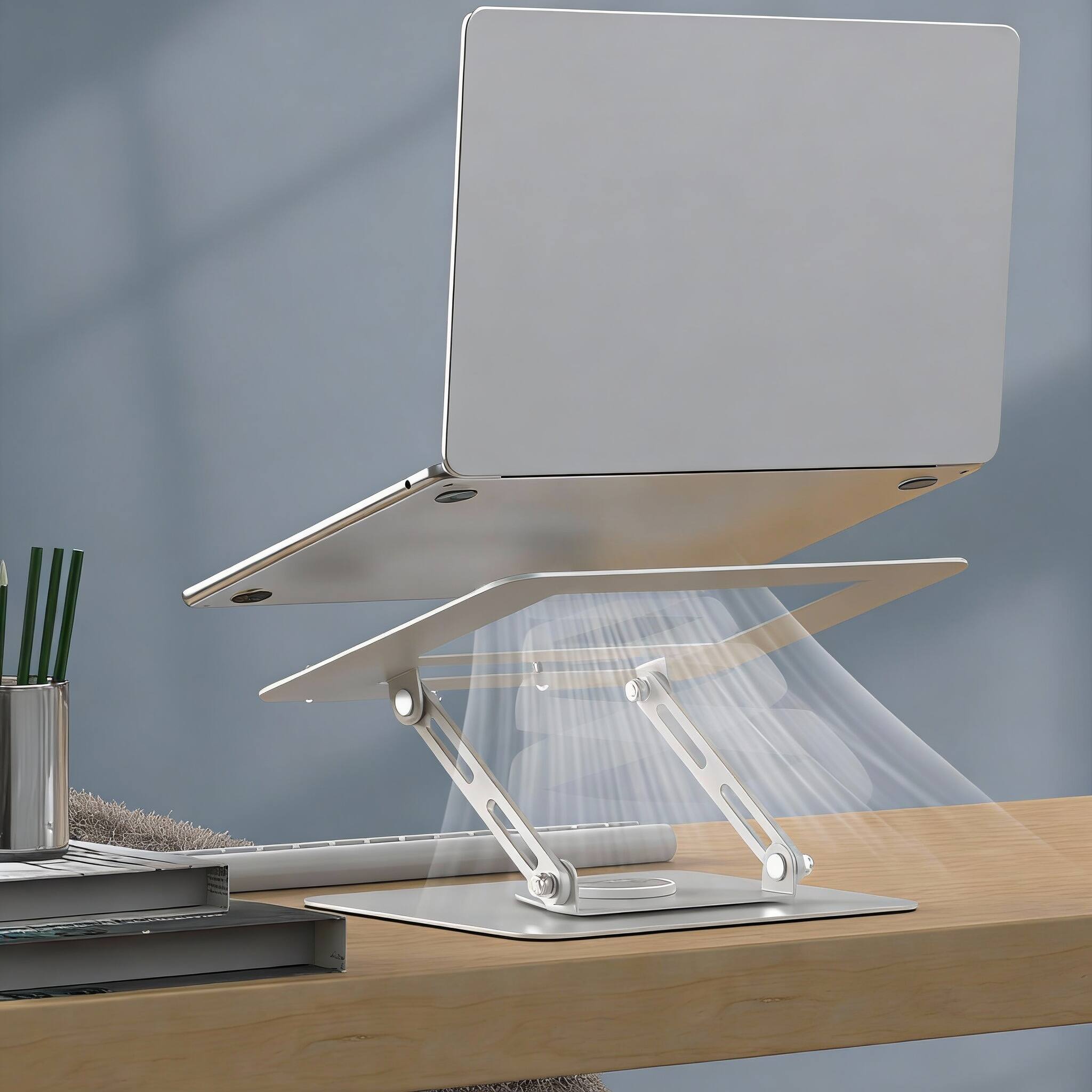 Alt View 3. Frangdom - 360° Rotating Foldable Laptop Stand Adjustable Riser - Black 10-15.6" Laptop Stand.