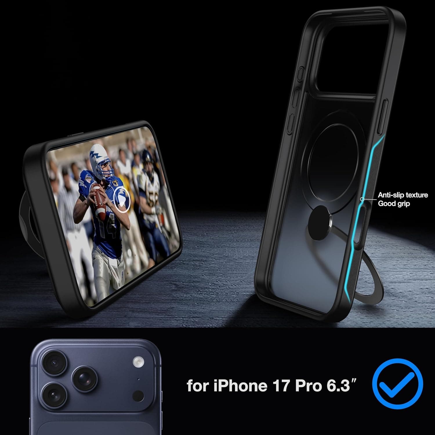 Anti-slip texture  
Good grip  

for iPhone 17 Pro 6.3"