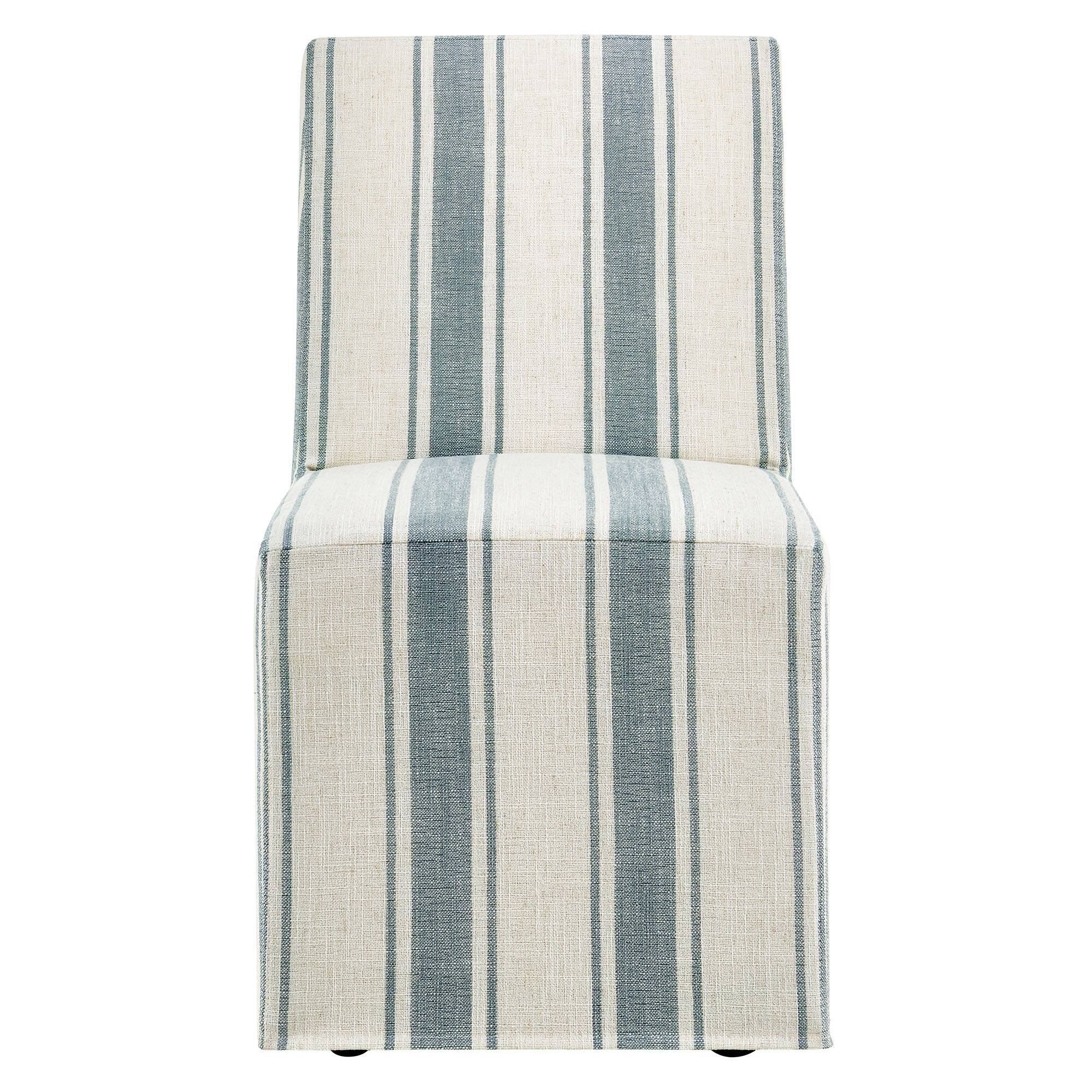 Alt View 4. Modway - Tessera Striped Slipcovered Dining Side Chair by Modway - Blue Stripe.