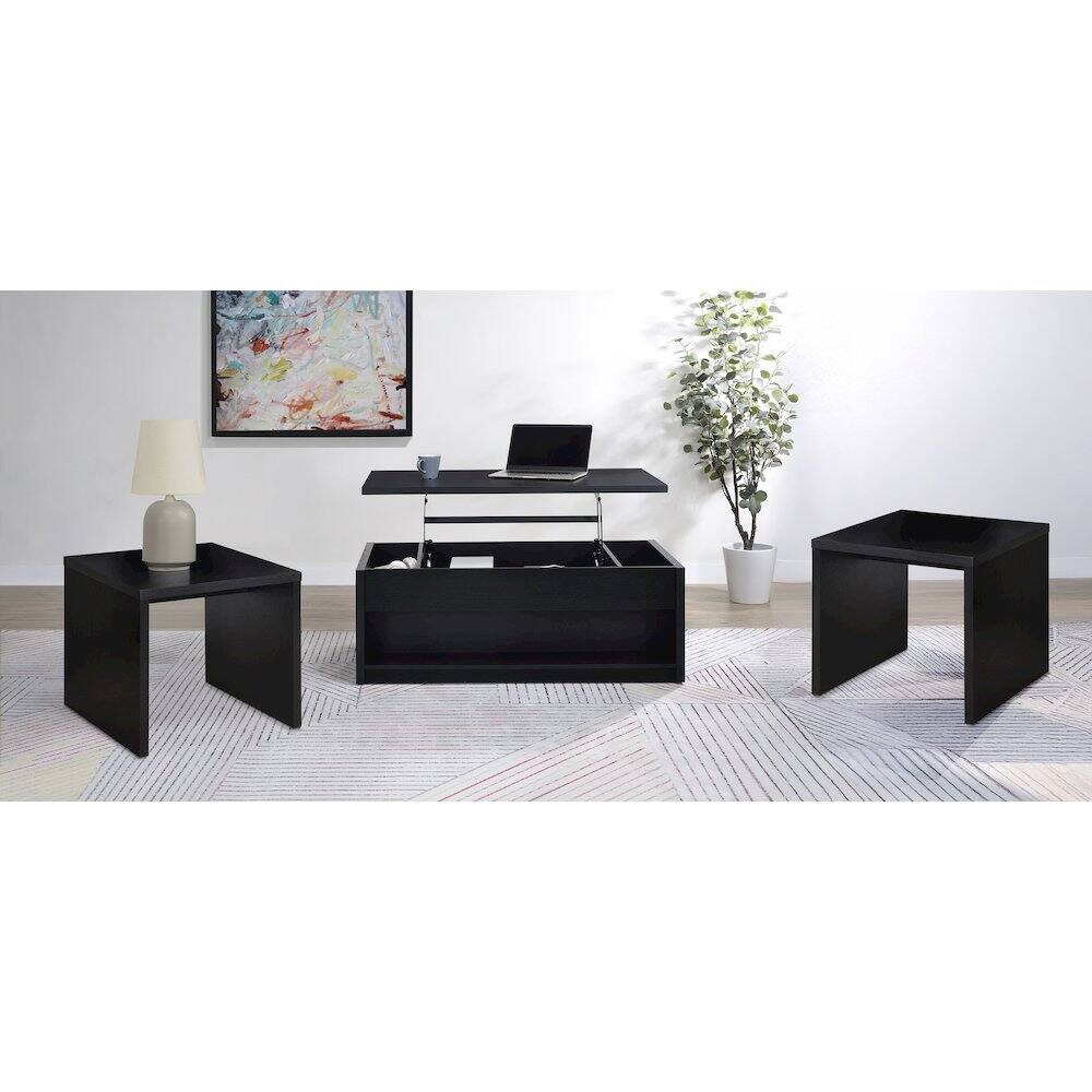 Angle. Coaster Co. of America - Knapp 3-piece Lift Top Coffee Table Set Black - Black.