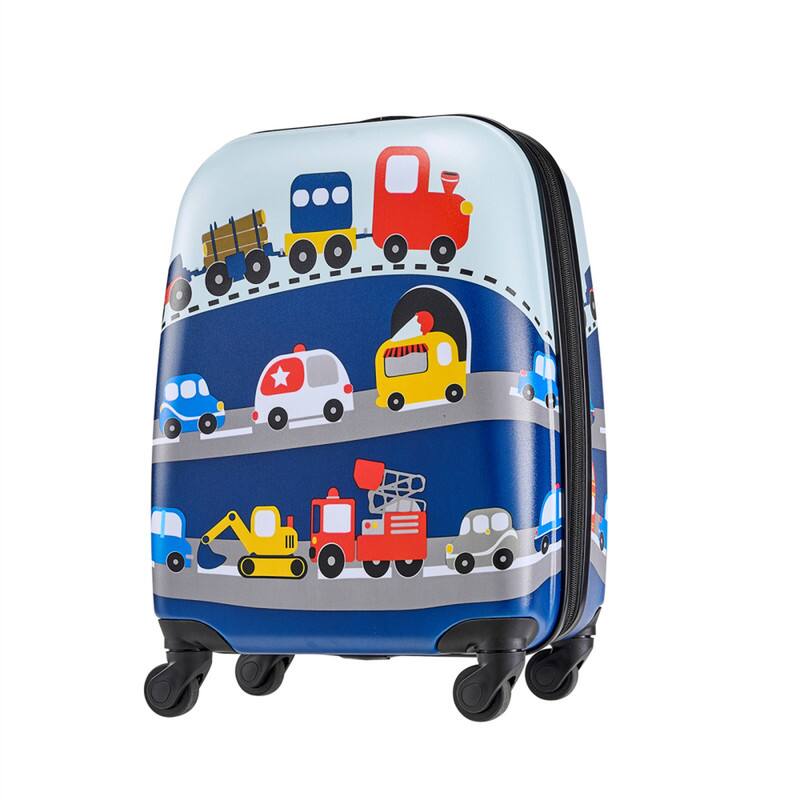 Alt View 5. HTUTWOO - Kids Luggage 5-Piece Set (18") - Hardside Rolling Suitcase with Backpack & U-Shape Pillow, Truck Design for Girls & Boys - Blue.