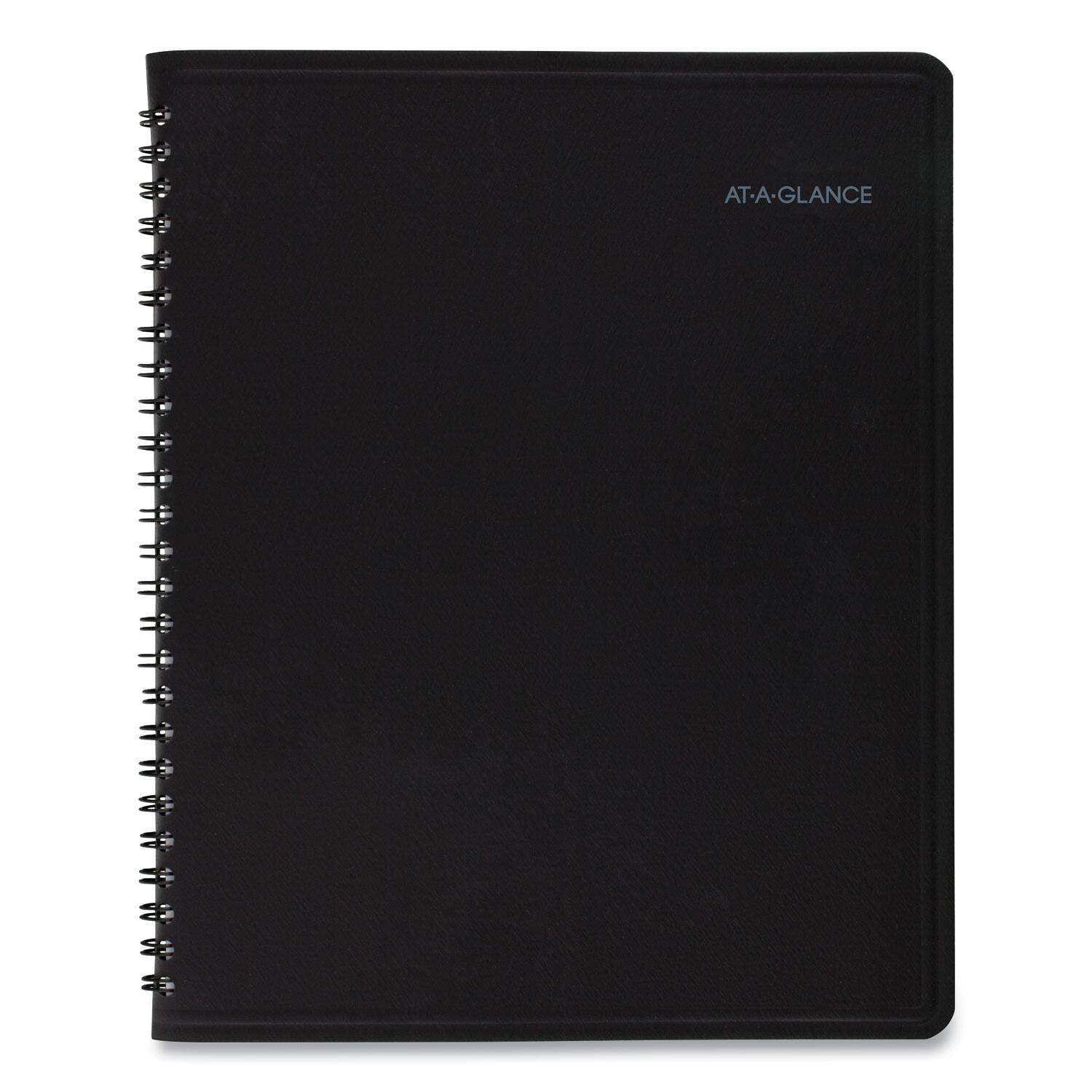 Left. AT-A-GLANCE - QuickNotes Monthly Planner 8.75 x 7 Black Cover 12 Month Jan to Dec 2026.