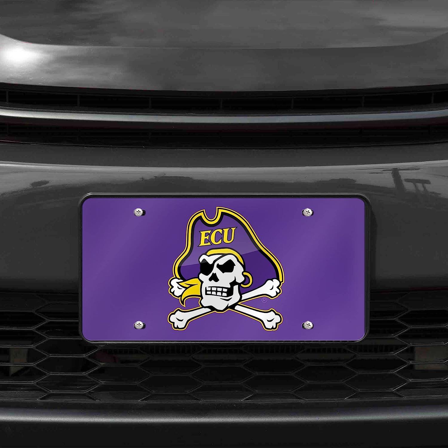 Alt View 1. Rico Industries - East Carolina Pirates Purple Mirrored Laser Cut License Plate Laser Tag - Multi.