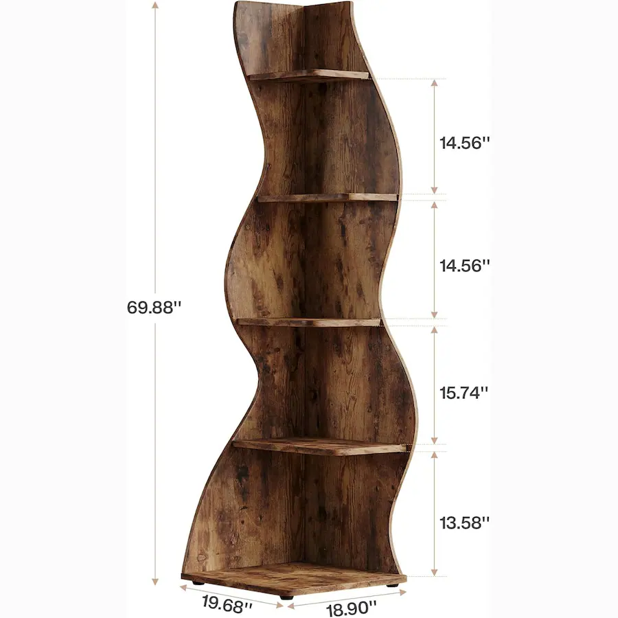 Tribesigns Corner Bookshelf with Storage Shelves and Book and Decor ...