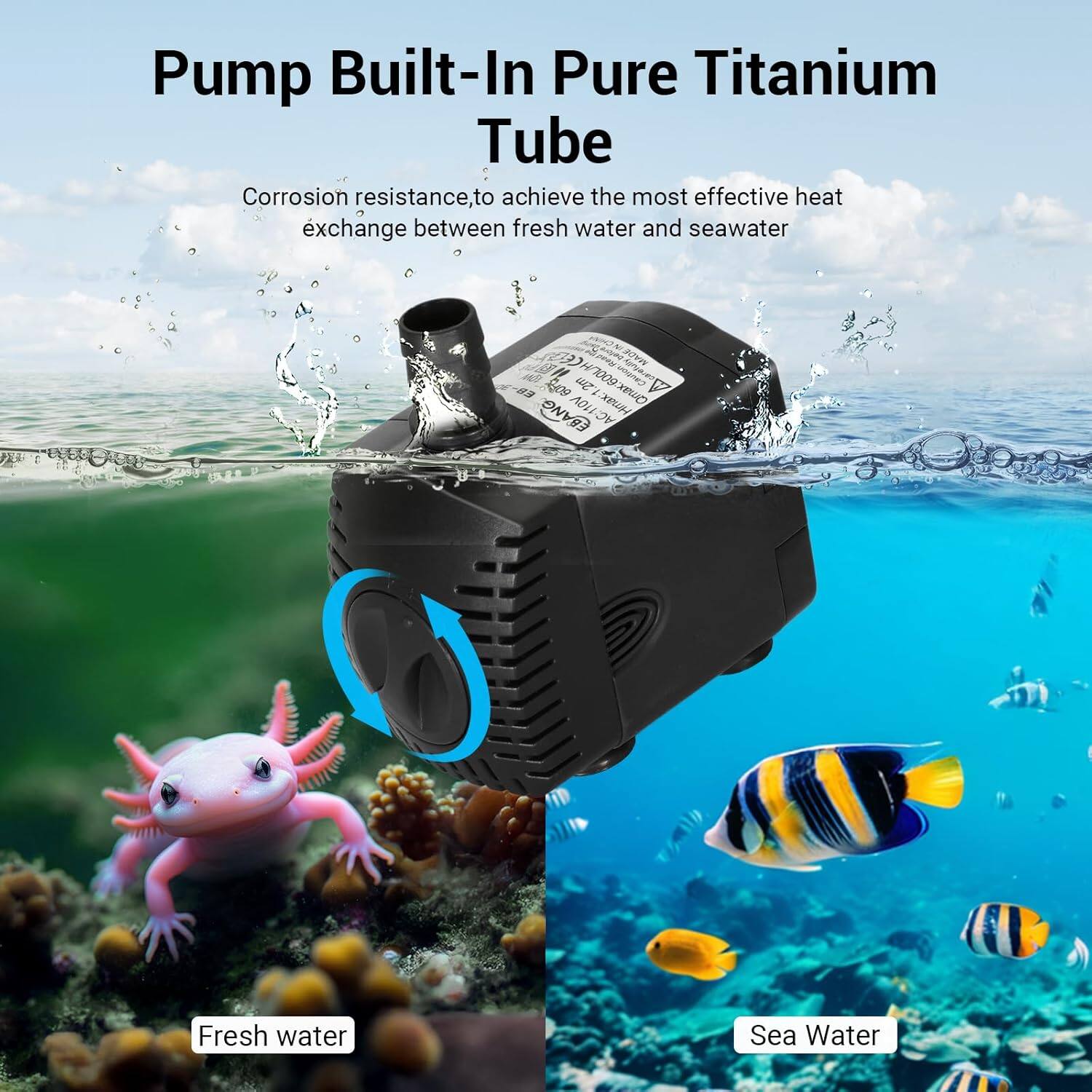 Pump Built-In Pure Titanium Tube

Corrosion resistance, to achieve the most effective heat exchange between fresh water and seawater

Fresh water

Sea Water