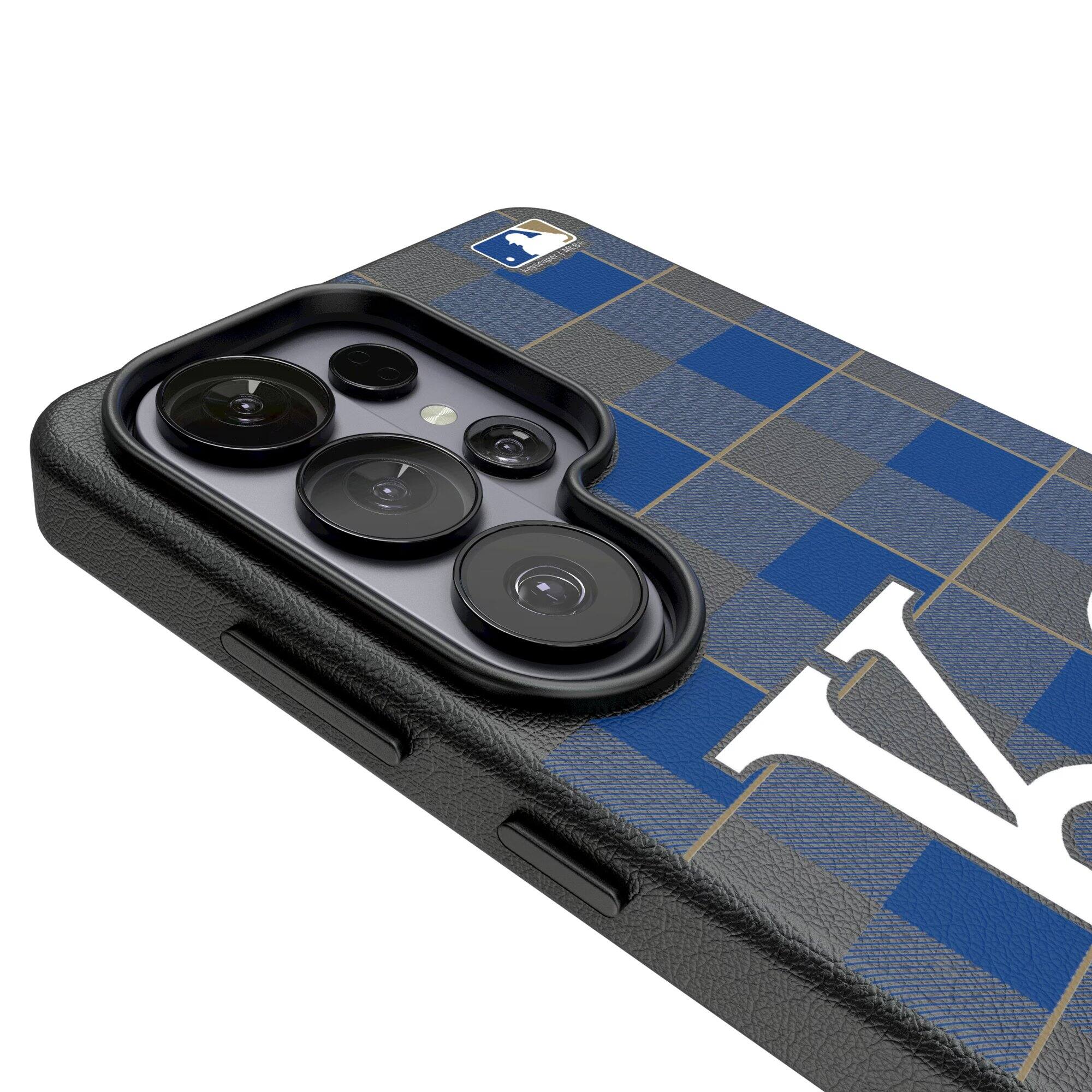 Alt View 2. Keyscaper - Kansas City Royals Plaid Galaxy Magnetic Bump Case - S25 Ultra - Black.
