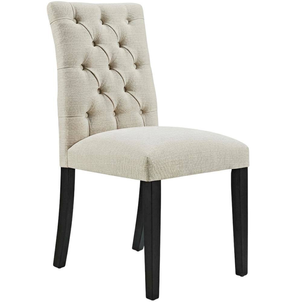 Left. FurniFact - Fabric dining chair with plush backrest and comfortable seat - Beige.