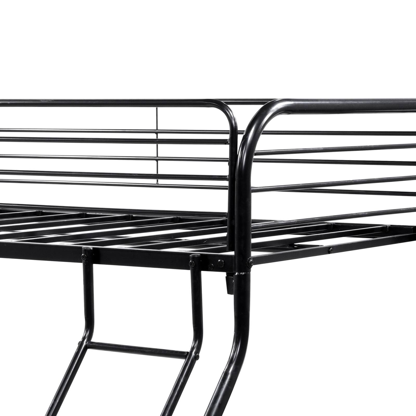 Alt View 7. Ecooso - Heavy Duty Twin-Over-Full Metal Bunk Bed, Easy Assembly with Enhanced Upper-Level Guardrail - Black.
