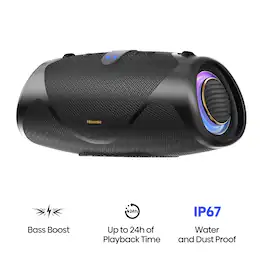 Hisense - Bluetooth Speaker WeBoom, Up to 24-Hour Playtime, Convenient Carry Strap, IP67, Auracast – - Black
