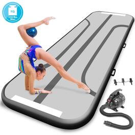 SereneLife - Inflatable Air Tumbling Mat - 9.8 Ft Outdoor, Home Indoor Air Tumbling Mat Track - Floor Tumble Track Mats - Black