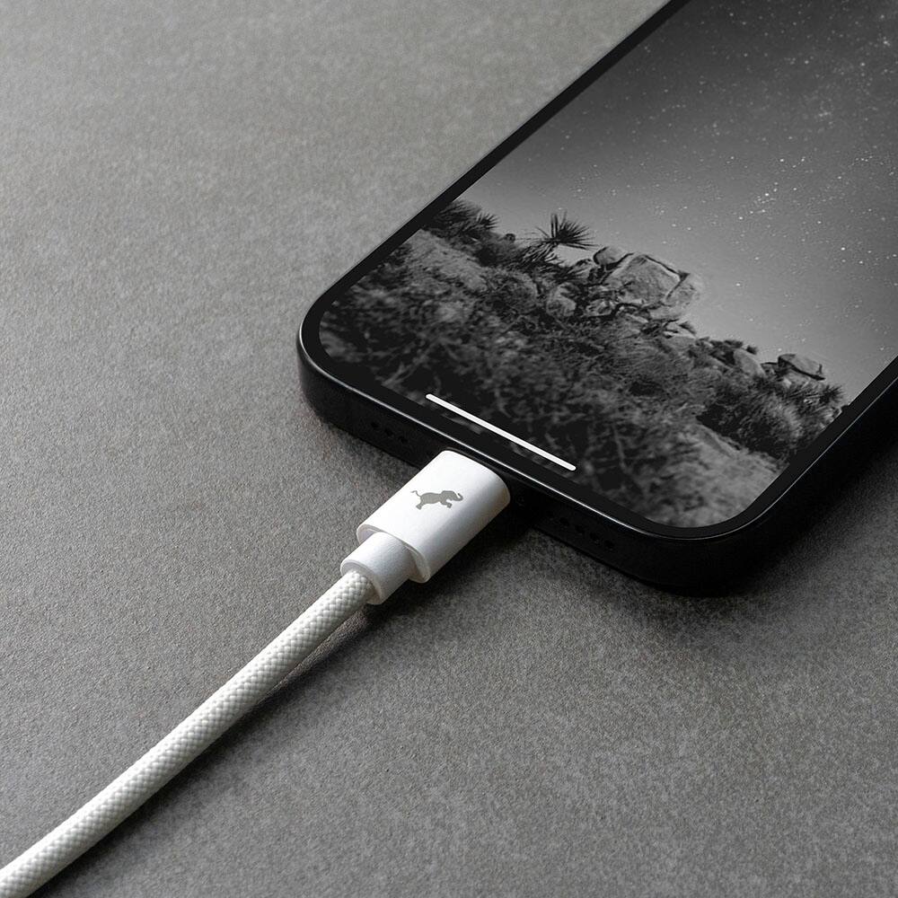 Alt View 8. Nimble - Powerknit USB-C to Lightning Cable 2M/6.5 FT MFi Certified Fast Charging for iPhone 14–6, iPad & AirPods, Durable Cord - White.