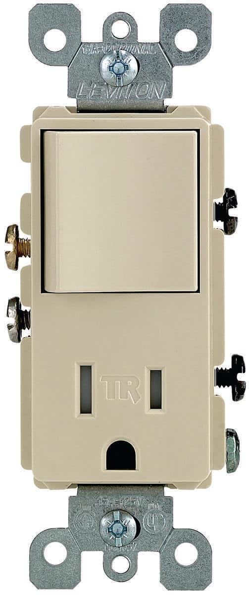 Amber Sporting Goods - Leviton S01-T5625-ISP 15 Amp Single Pole Switch & Receptacle Combination - Ivory