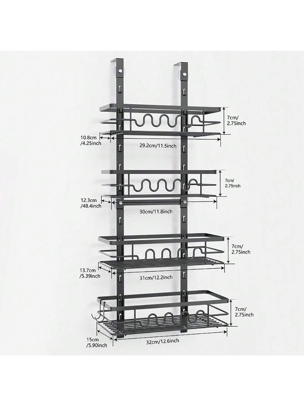 7cm / 2.75inch  
10.8cm / 4.25inch  
29.2cm / 11.5inch  
7cm / 2.75inch  
12.3cm / 4.84inch  
30cm / 11.8inch  
7cm / 2.75inch  
13.7cm / 5.39inch  
31cm / 12.2inch  
7cm / 2.75inch  
15cm / 5.90inch  
32cm / 12.6inch