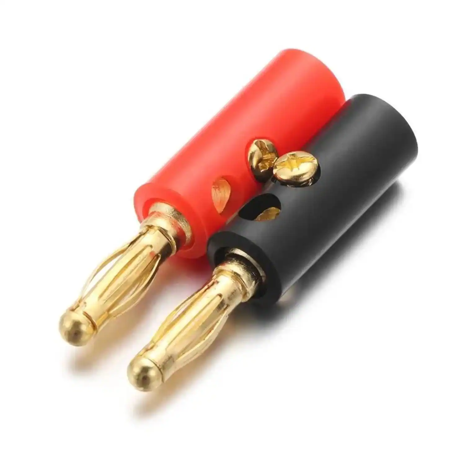 Back. Stock Preferred - 40PCS 4mm Gold Plated Banana Plugs Audio Jack Speaker Wire Cable Screw Connectors - Black, Red.