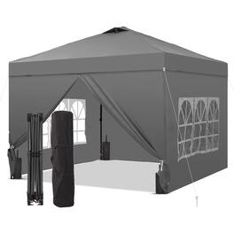 Ainfox - 10x10 Pop Up Canopy with Sidewalls Adjustable Outdoor Instant Canopy Tent with Carry Bag - Gray