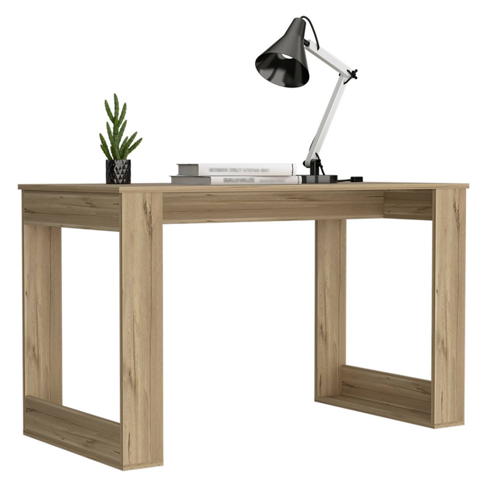 Alt View 5. Glintex - Modern Computer Desk with 47" Wide Worksurface, Stylish Leg Design, Spacious Legroom, Durable Home Office Writing Table - Light Oak.