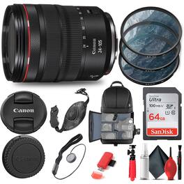 Canon - RF 24-105mm f/4L IS USM Lens (2963C002) + Filter + BackPack + 64G + More - Black