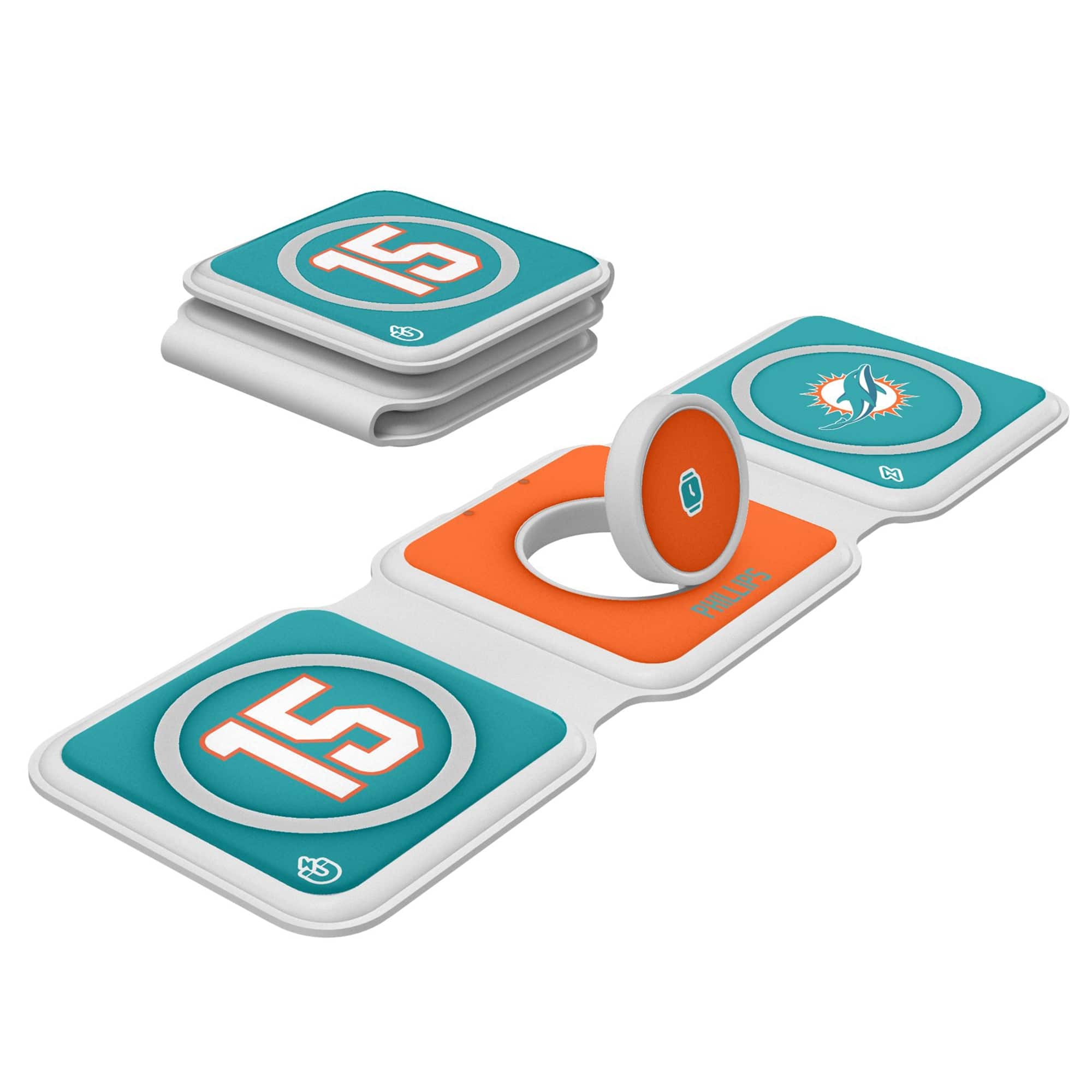 Keyscaper - Jaelan Phillips Miami Dolphins 3-in-1 Foldable Charger - White