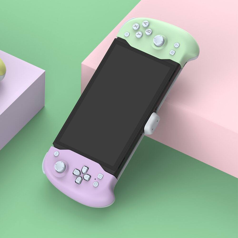 Angle. Dobe - TNS-1188 PURPLE&GREEN Eggshell Controller Gripcon Switch Controller - PURPLE&GREEN.