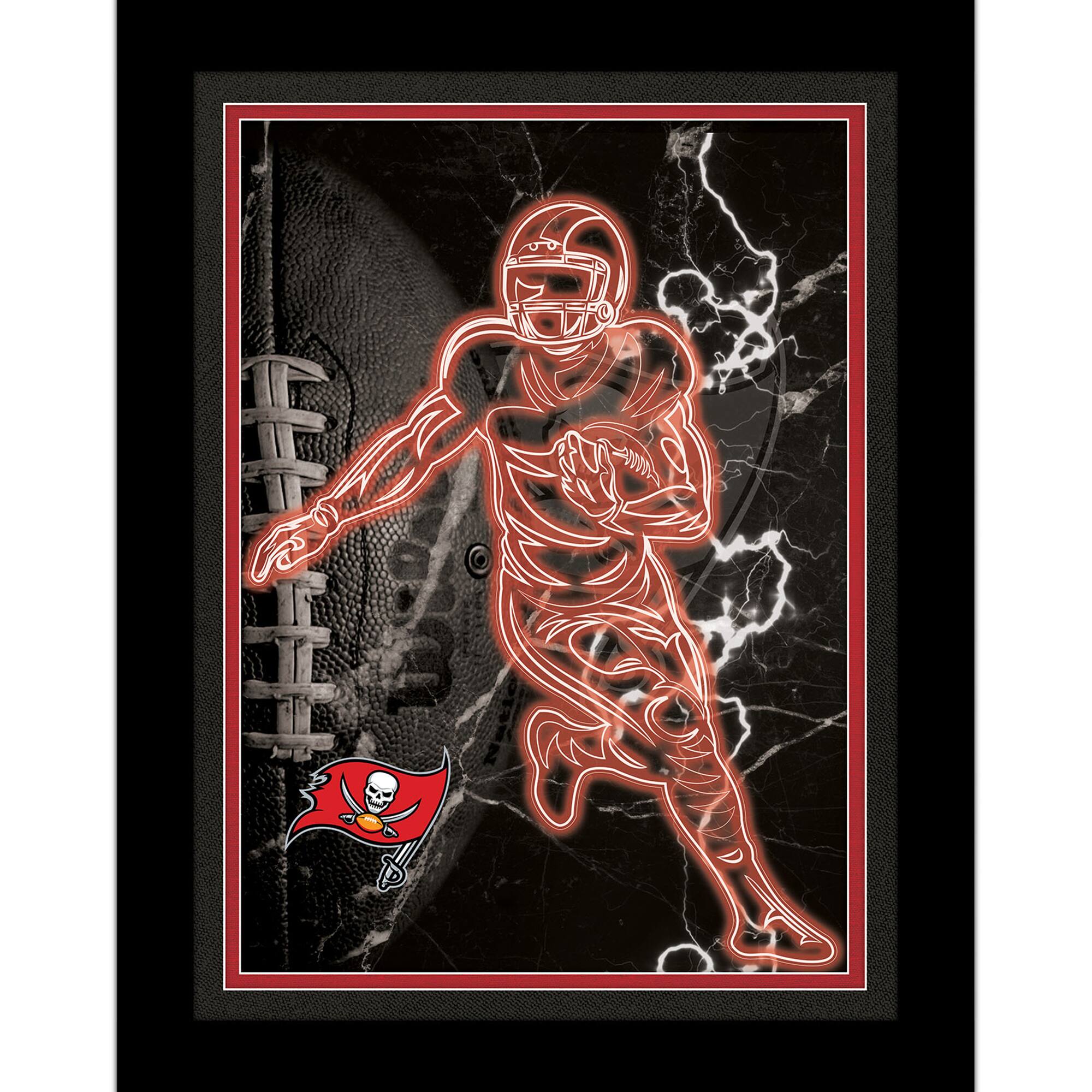 Black Tampa Bay Buccaneers 12'' x 16'' Framed Neon Player Print